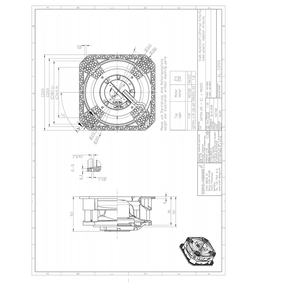 GR19V-4IP.Z8.AR 178087 ZIEHL-ABEGG Centrifugal Fan 3 about