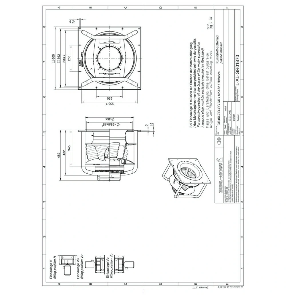 GR45I-ZID.GG.CR 116903/A01 ZIEHL-ABEGG Centrifugal Fan 3 about
