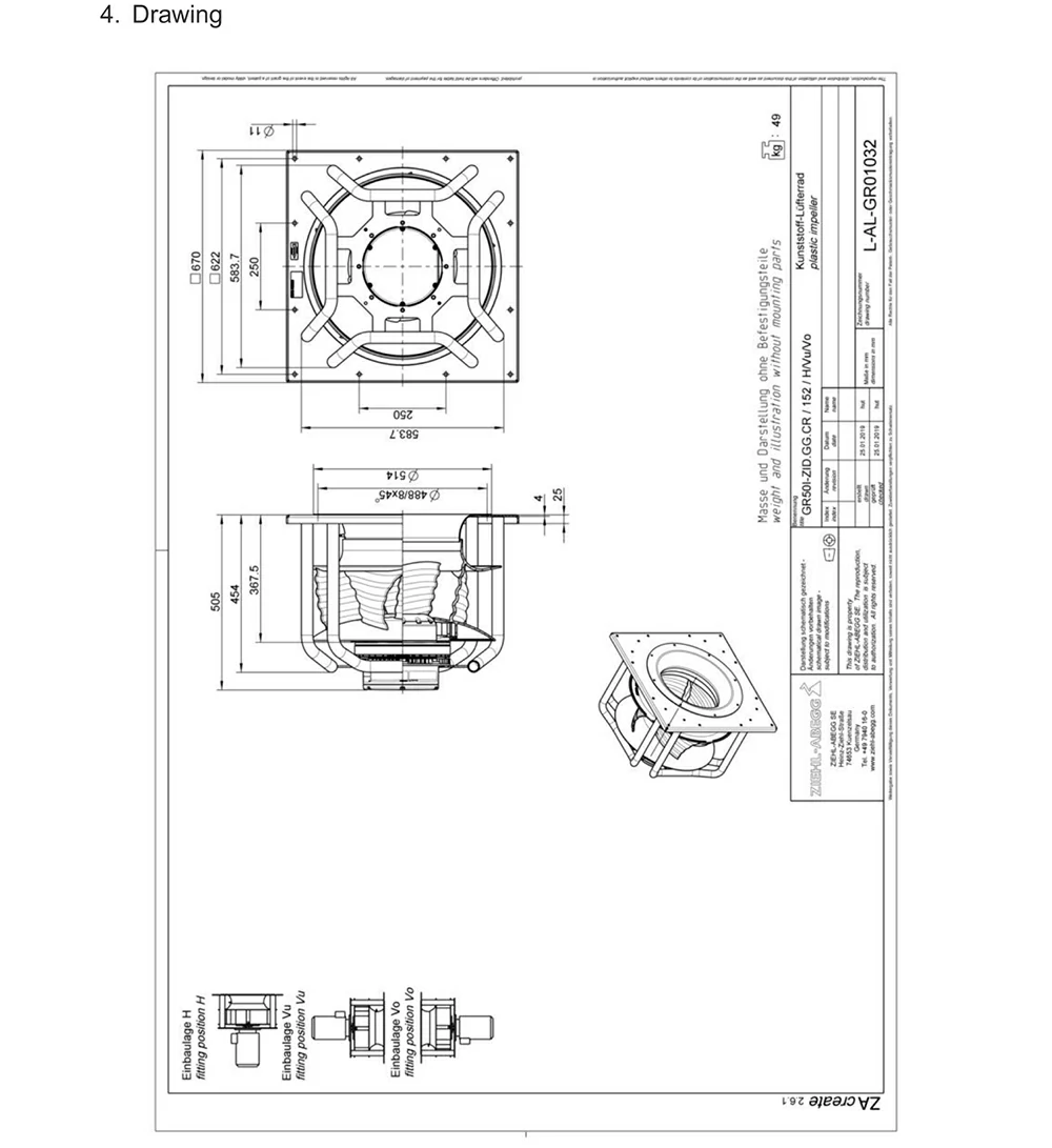 GR50I-ZID.GG.CR 116904/A01 ZIEHL-ABEGG Centrifugal Fan 3 about