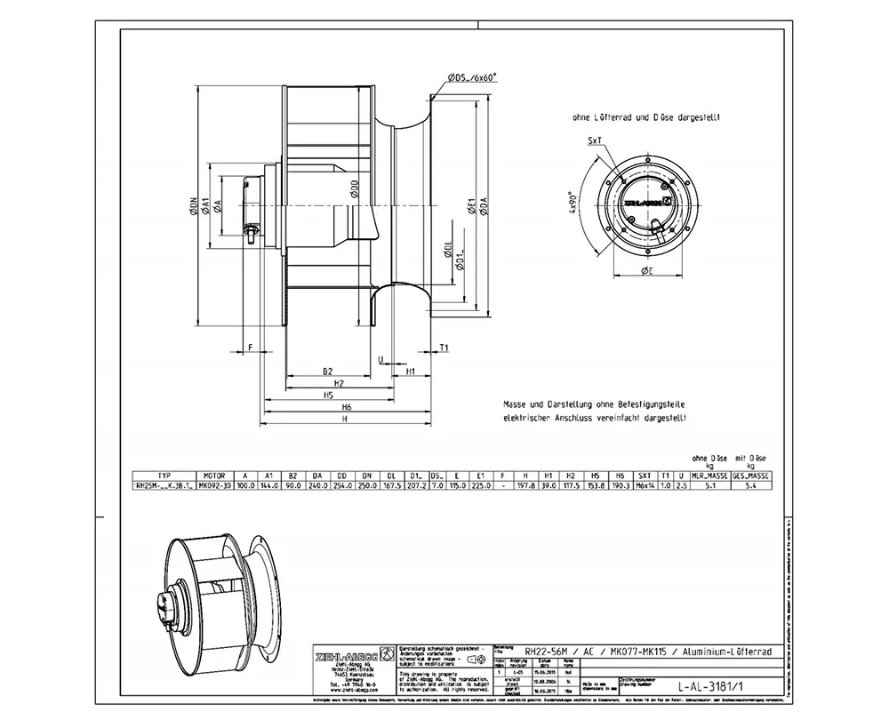 RH25M-2DK.3B.1R 109365 ZIEHL-ABEGG Centrifugal Fan 3 about